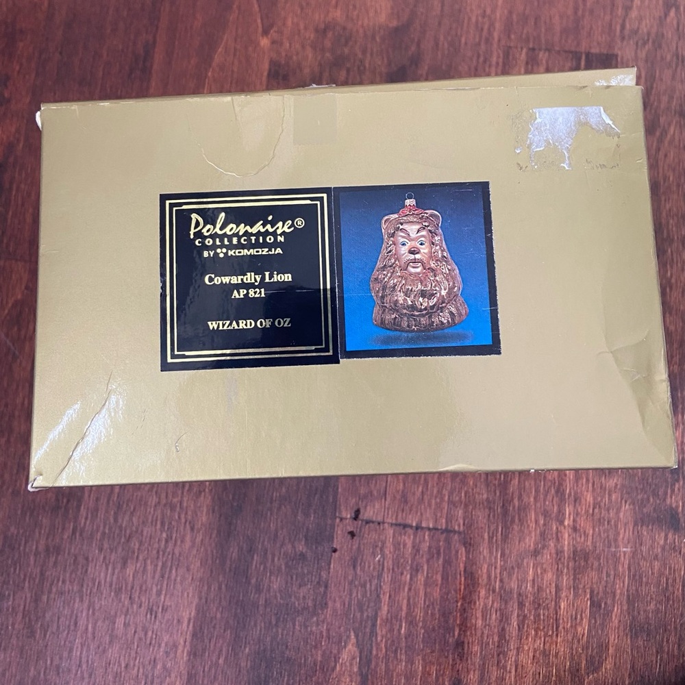 NIB 1997 Polonaise Kurt Adler Wizard of Oz Cowardly Lion Glass Ornament Poland